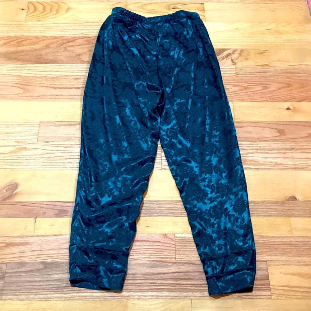 Sunshine Starshine Emerald Polyester Velvet Pantsuit size 16, altered to size 10